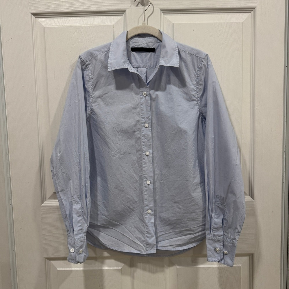 Jenni Kayne XS Blue Cotton Long Sleeve Button Down Shirt Womenswear Top